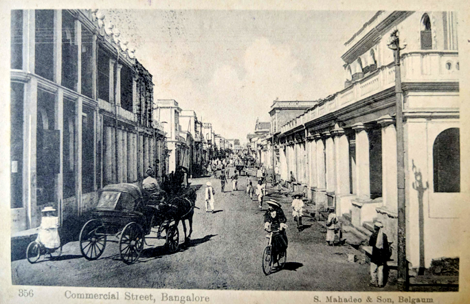 Vintage Postcard Bangalore Commercial Street 1904