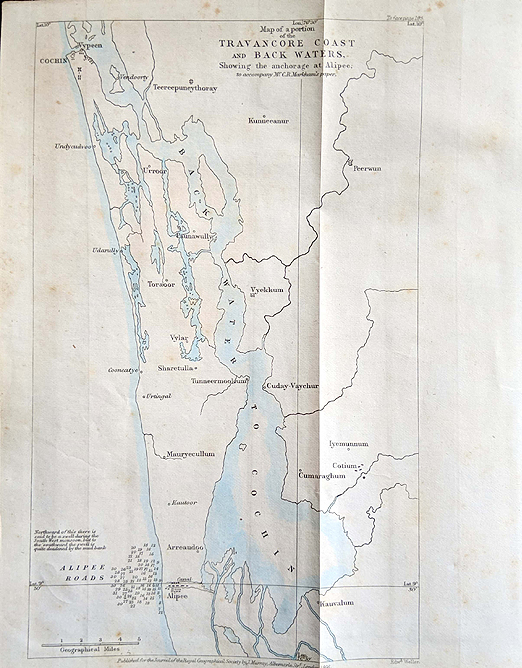 map of travancore backwaters & coast
