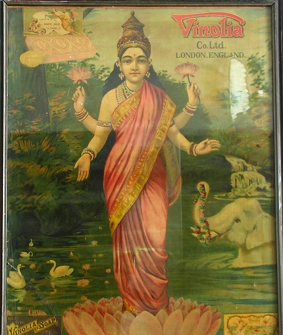Raja Ravi Varma Oleograph "Laxmi" Vinolia Soap Advertisement