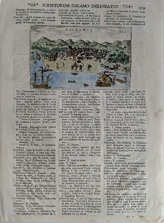 Page From Rare 1713 Latin Book on Calicut