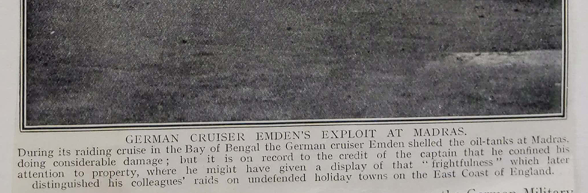 Print Bombing Of Madras By The German Ship Emden WW1