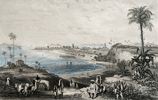 Antique Print View of Bombay Showing The Fort