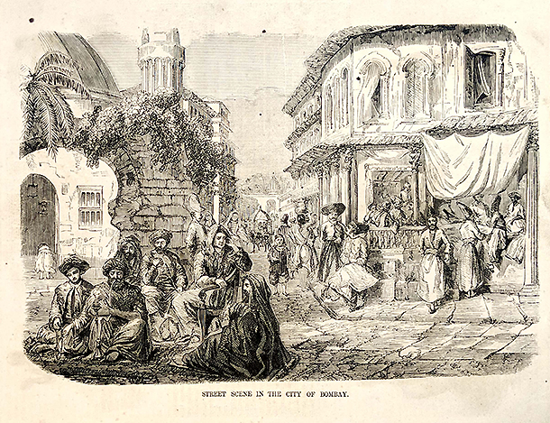 Antique Print Bombay Street Scene 1873