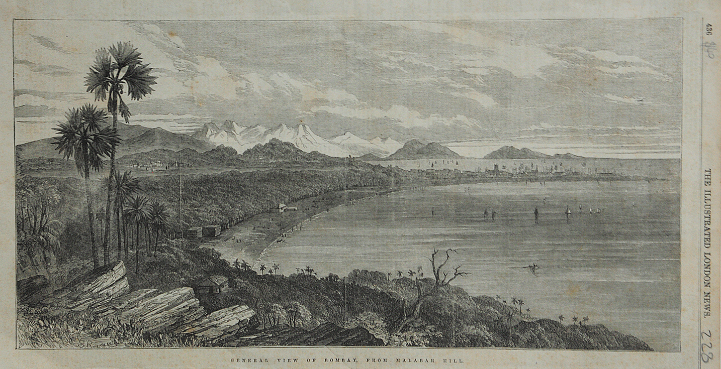 Antique Print General View Of Bombay From Malabar Hill