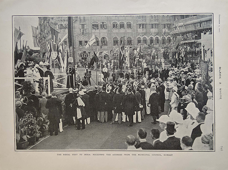 Antique Print Bombay Welcoming The Royals