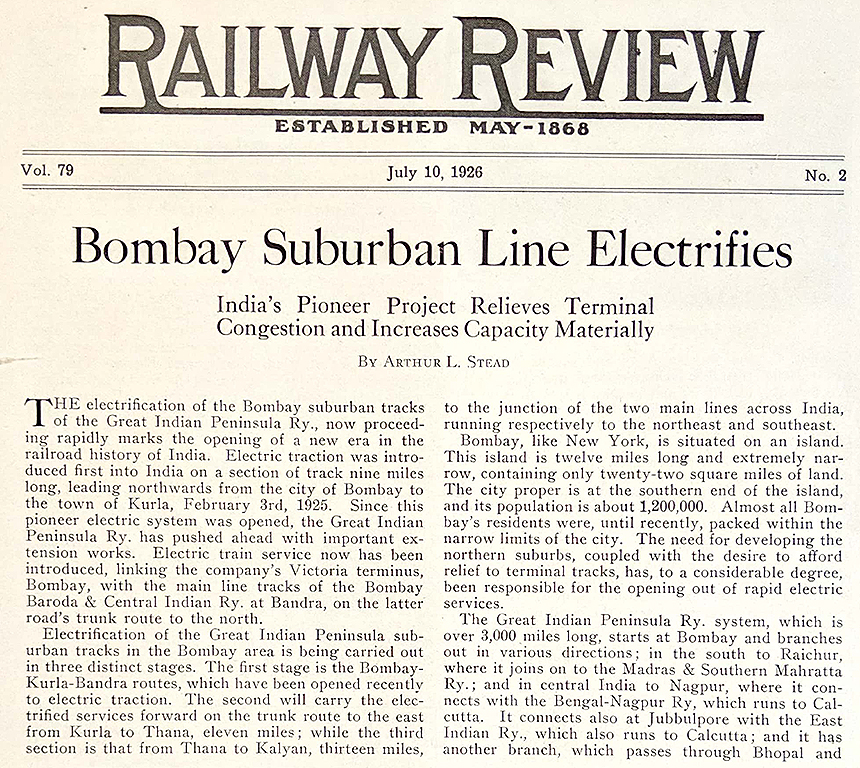 Vintage Print Bombay Suburban Line Electrifies