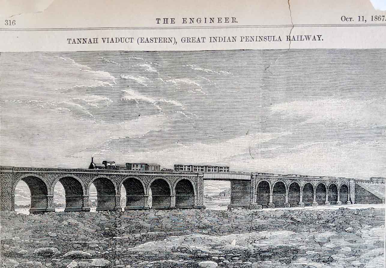 Tannah or Thane Railway Viaduct GIPR, 1867 Print
