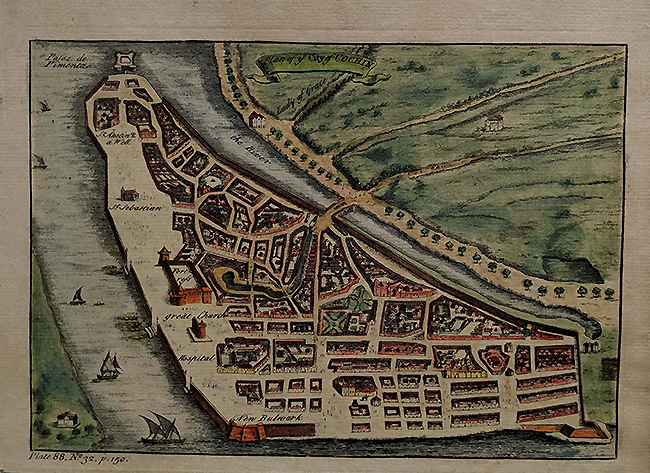 Plan Of City Of Cochin 1729 Map