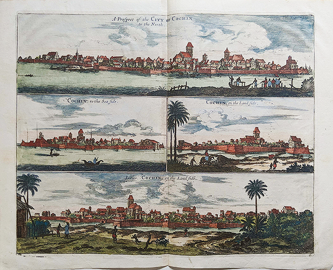 View Of Cochin – Antique Hand coloured Plan 1704