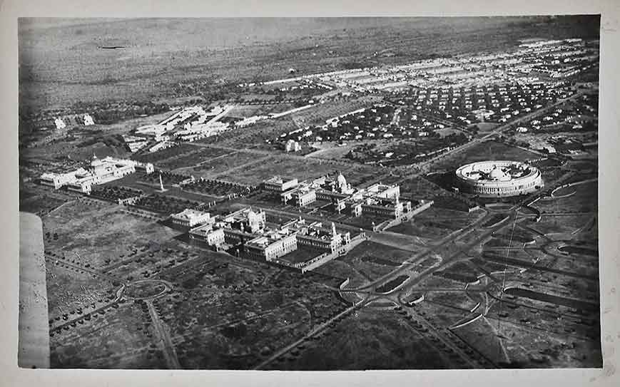 Aerial View of Rashtrapati Bhavan & Parliament, 1948 Postcard