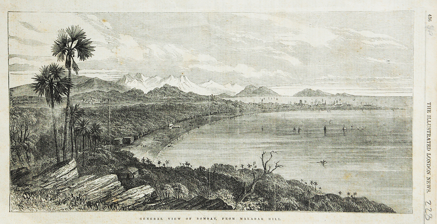 View Of Bombay From Malabar Hill, Old Print 1853