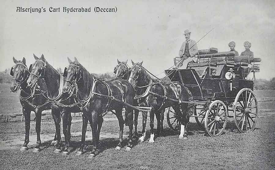 Afsar Jung The Nizam's Aide's Horse Cart, 1900 Postcard