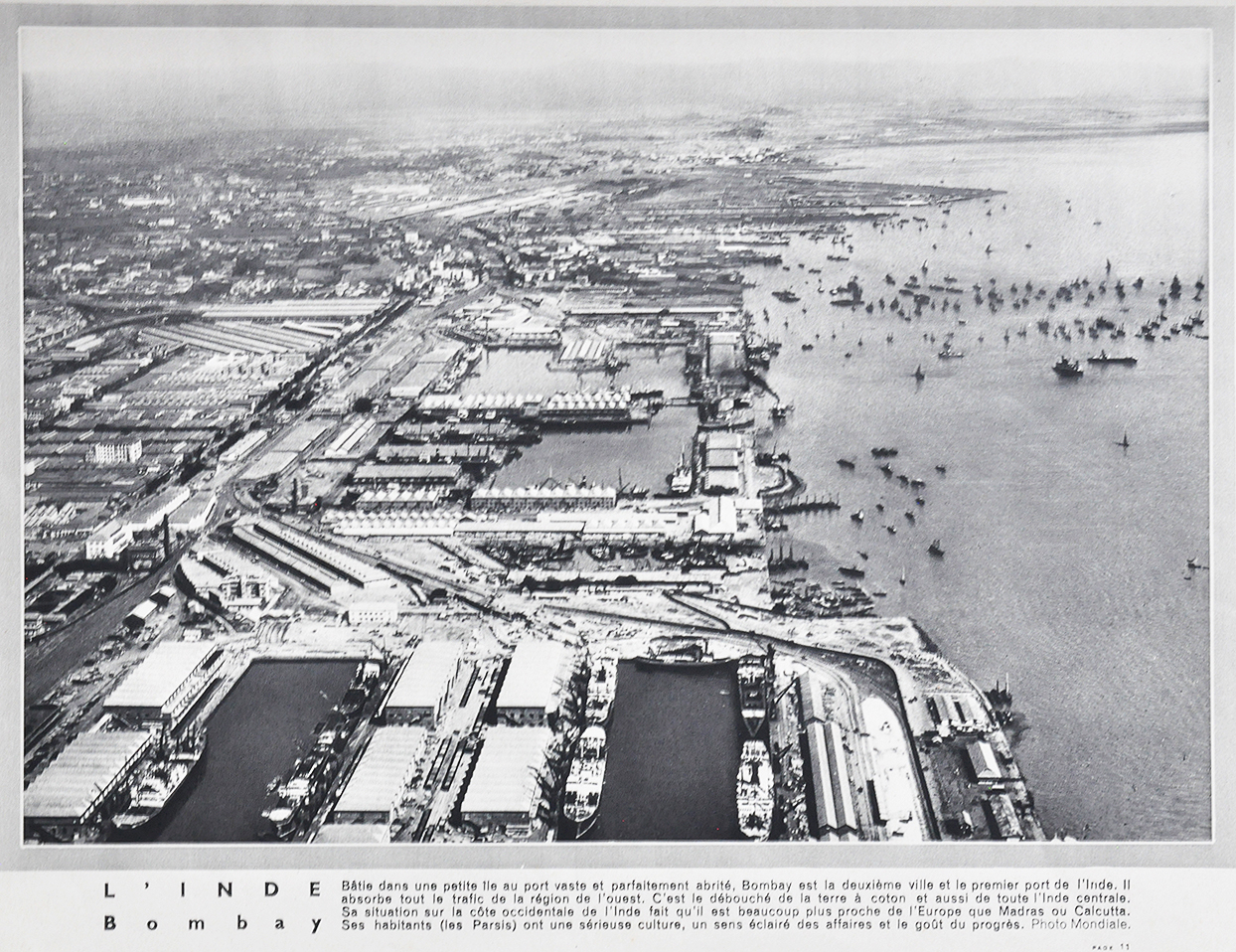 Aerial View of Bombay Harbour & Docks - Old Print 1931