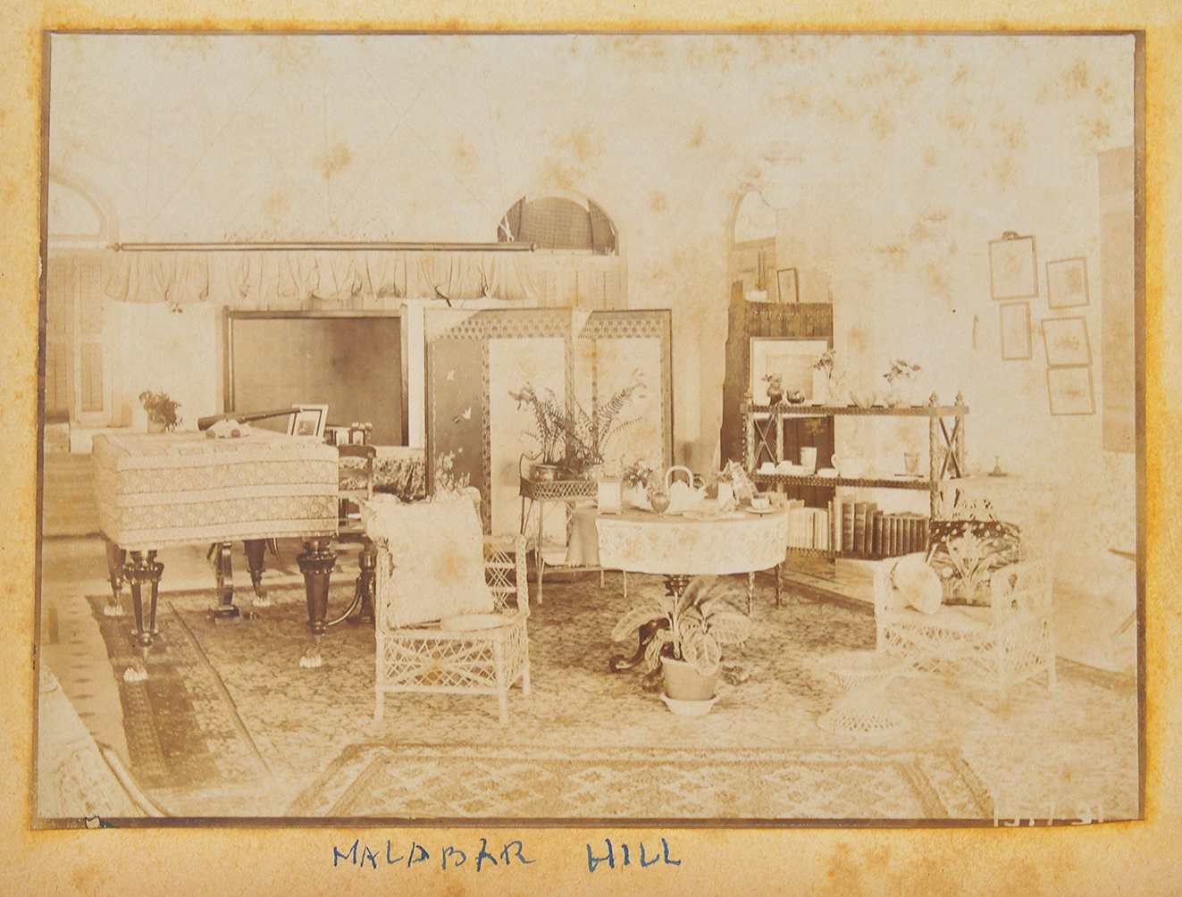 Malabar Hill Bungalow With Punkah - Old Photo 1890