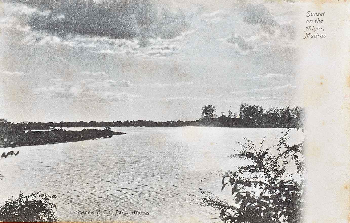 River Cooum & River Adyar Madras - 2 Postcards 1910
