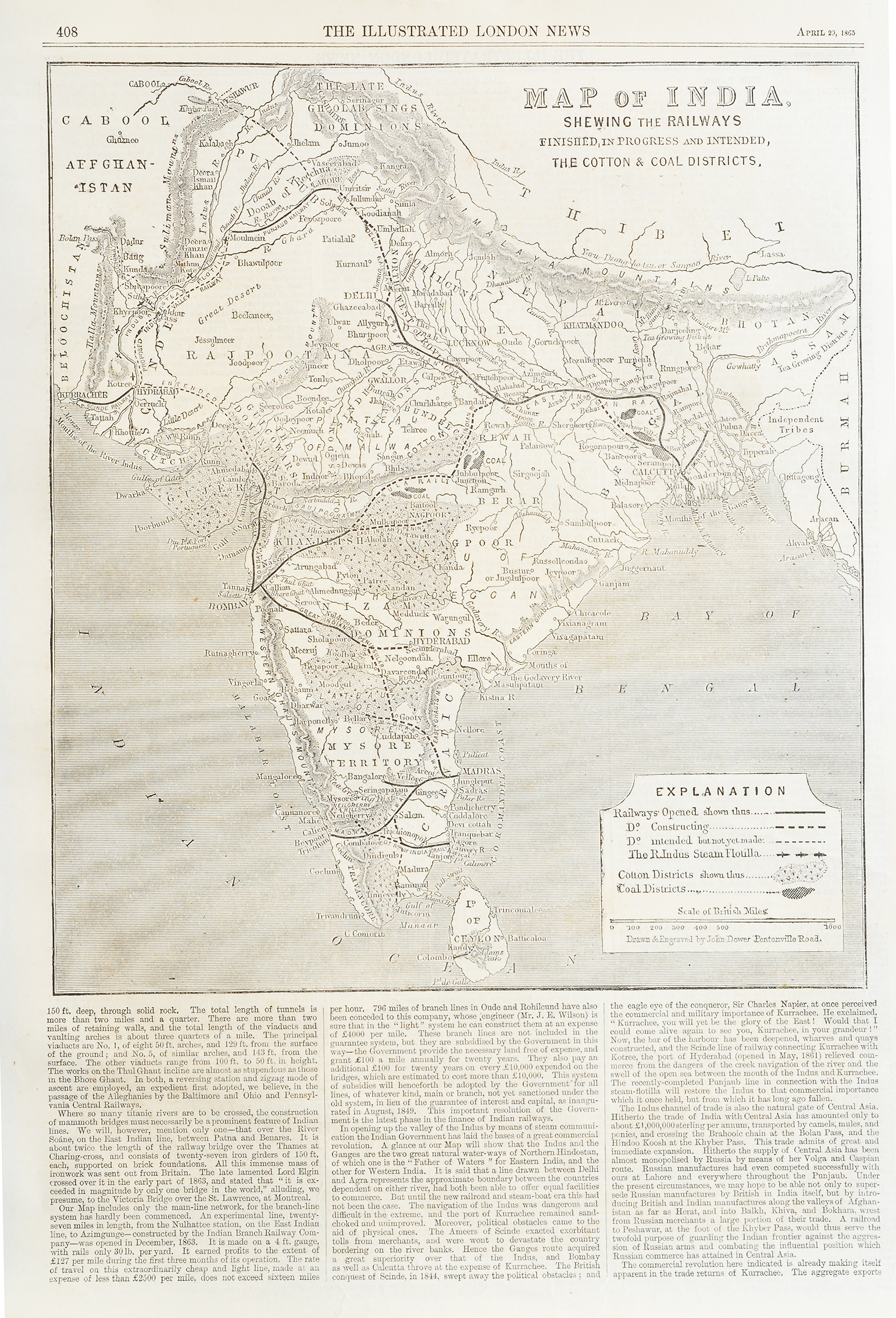 Showing Railway Map of British India In 1865