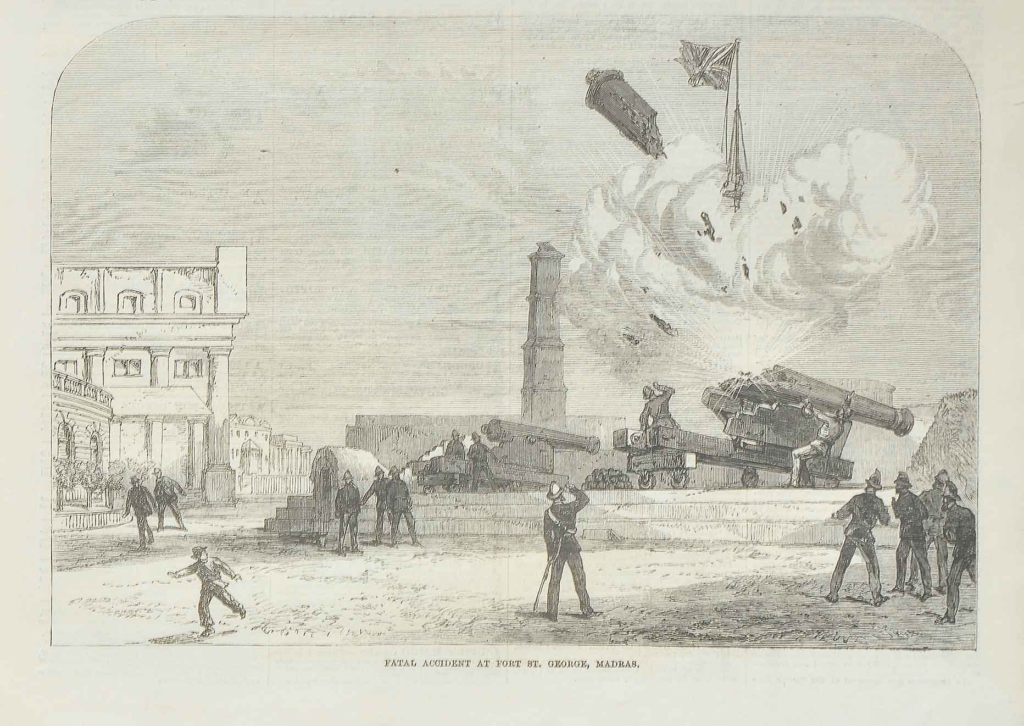 Cannon Accident Fort St George Madras, 1870 Print