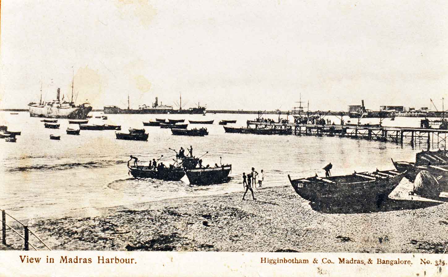 The Iron Pier Harbour British Era Madras, 1915 Postcard