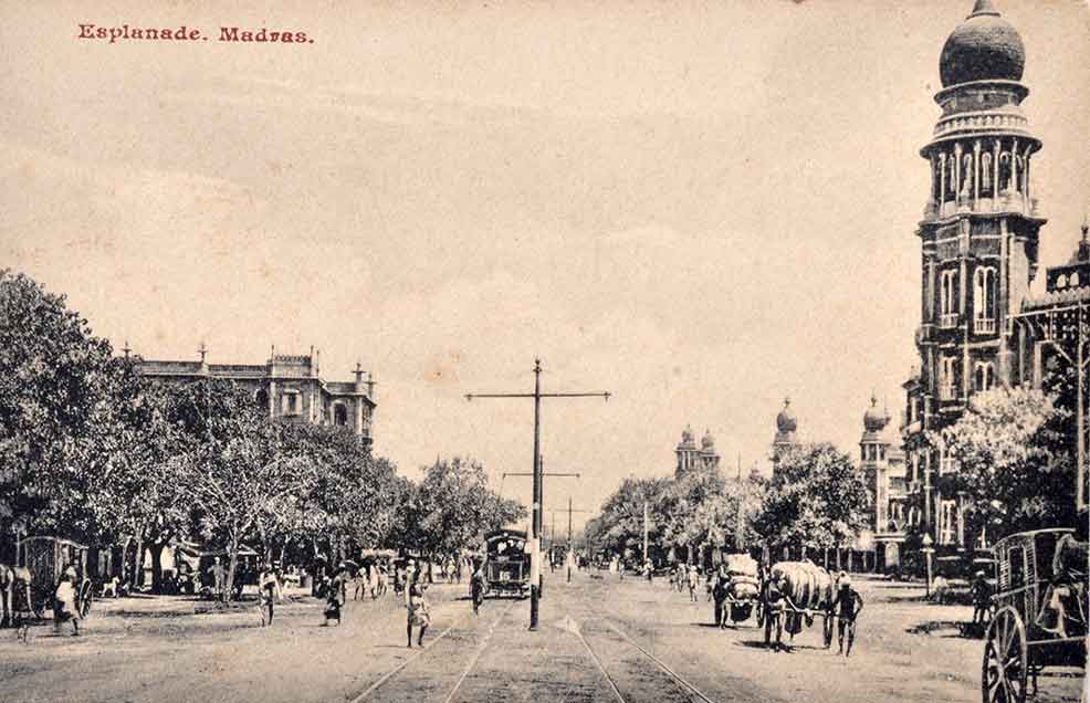Esplanade Road British Era Madras - 2 Postcards 1945