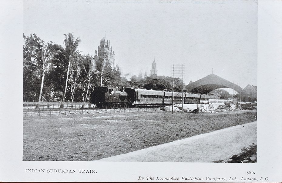 Bombay Suburban Railway Train, Old Postcard 1900