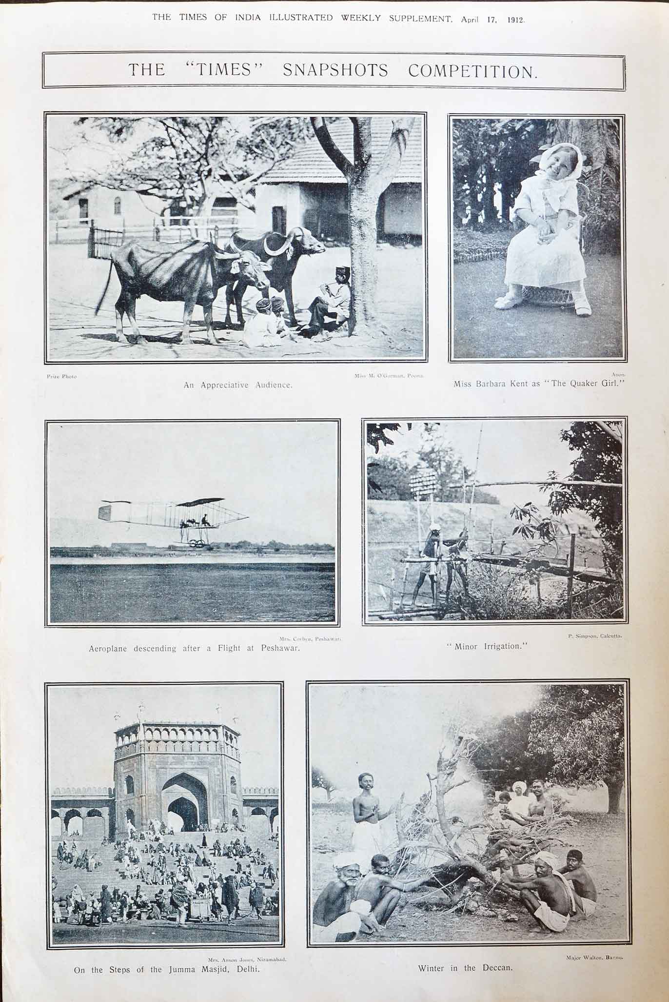 India's Beginning With Early Aviation, 1912 Print