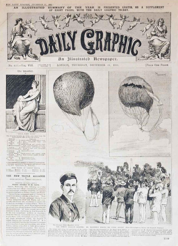Hot-Air Balloon Accident In British Era Bombay, 1891 Print