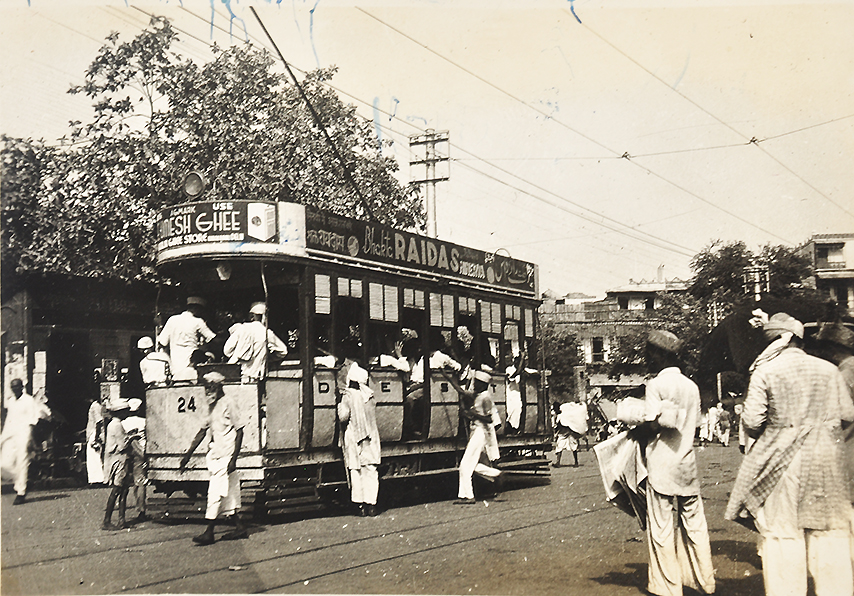 Rare View of Delhi Electric Tram, Old Photo 1950