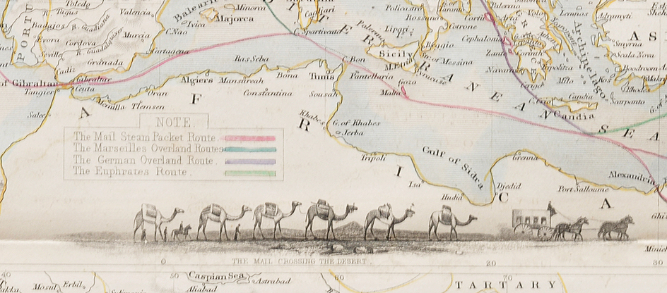 Overland Route To India Before Suez Canal, 1851 Map