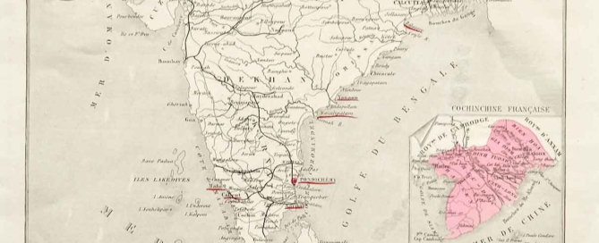 French Colonies In India, 1858 Map 