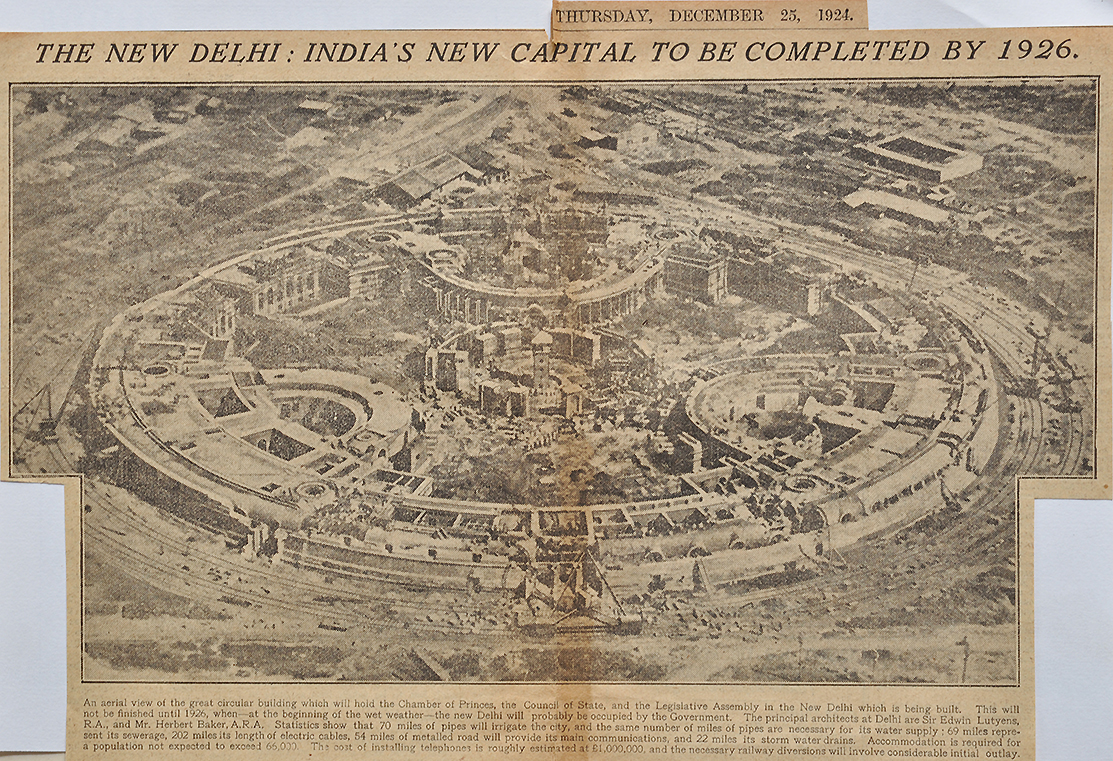 Construction of India's Parliament House Delhi, Old Print 1924