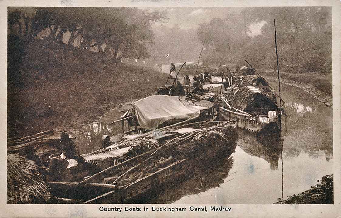 Country Boats On Buckingham Canal Madras, 1910 Postcard