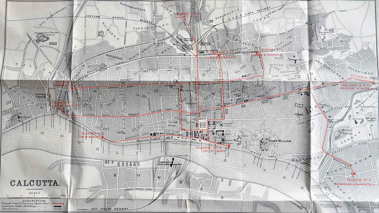 Calcutta Tramways Route Map 1880, Before The Tram Began