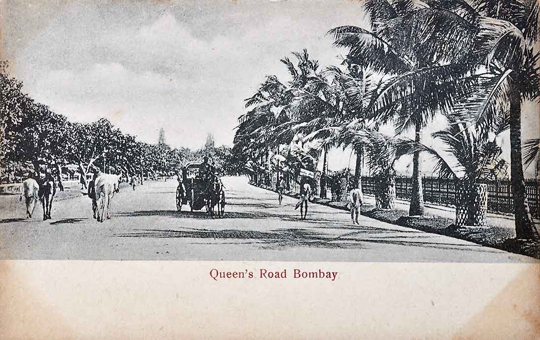 Queens Road British Era Bombay, 1900 Postcard