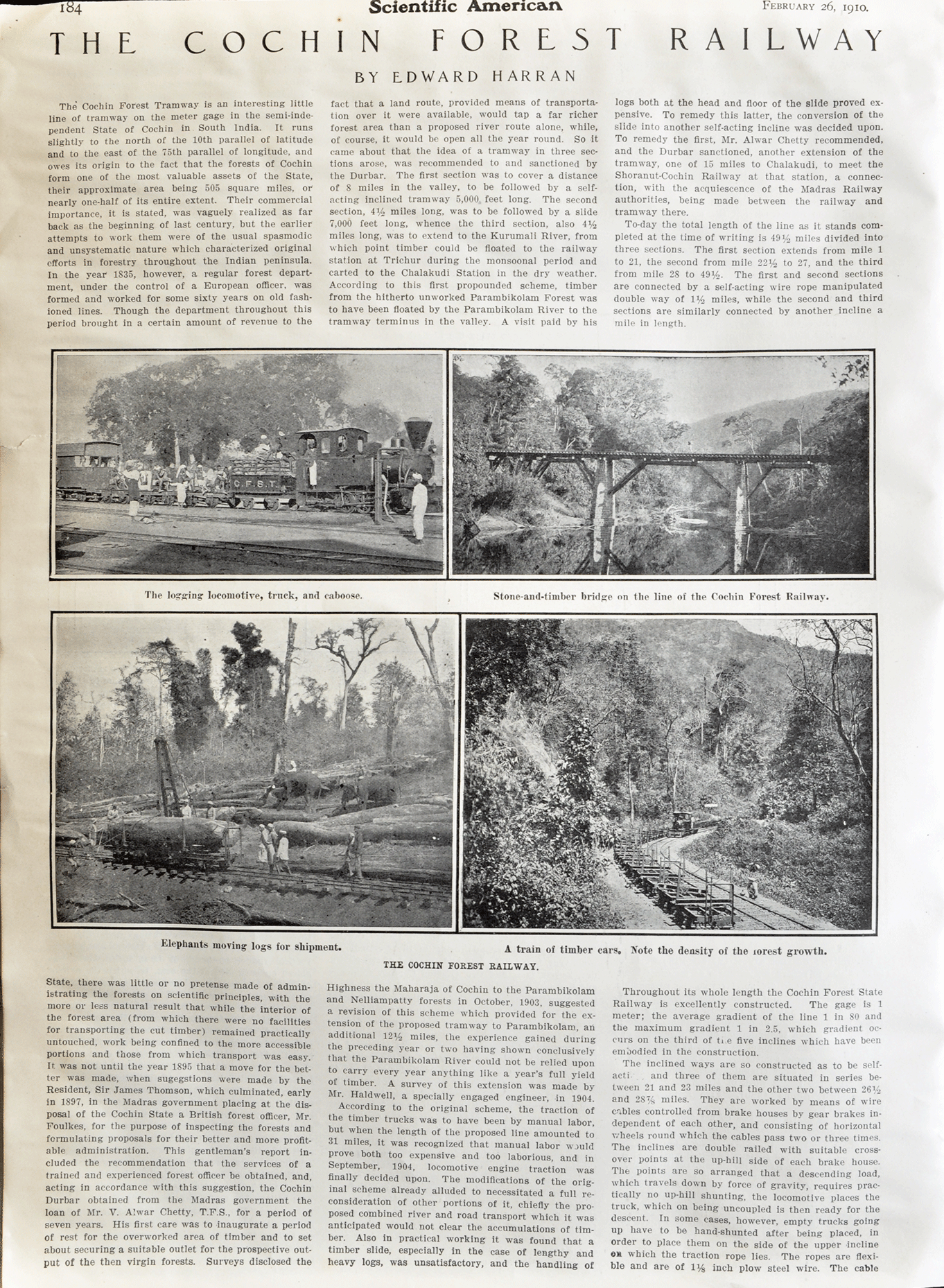 The Cochin Forest Railway British Era, 1910 Newspaper5