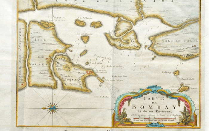  1752 Antique Map of Bombay And Its Environs By Jacques-Nicolas Bellin1