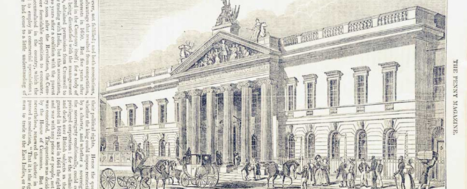 1834 engraving of the East India House in Leadenhall Street London